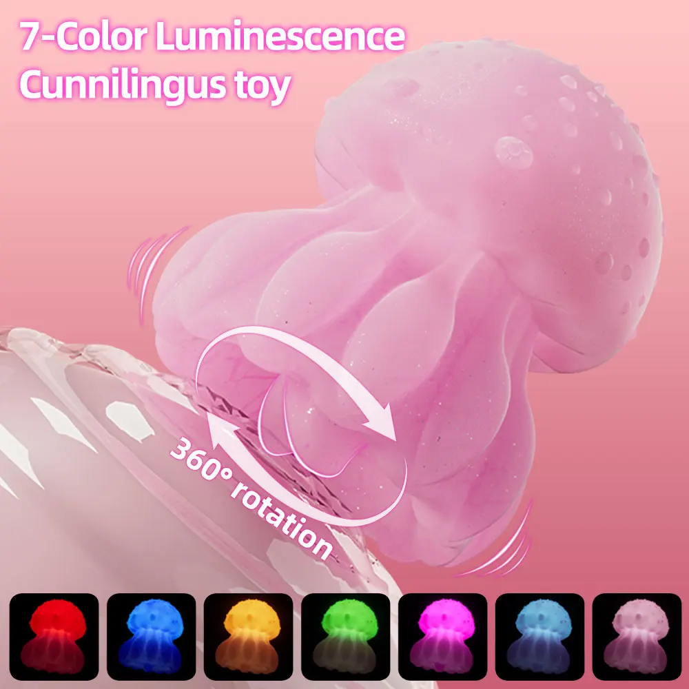 Tongue Licking Vibrator 10 Modes Vibration LED Rainbow Color Jellyfish Vibrator Nipple Clitoral Stimulator Sex Toy for Adults 18