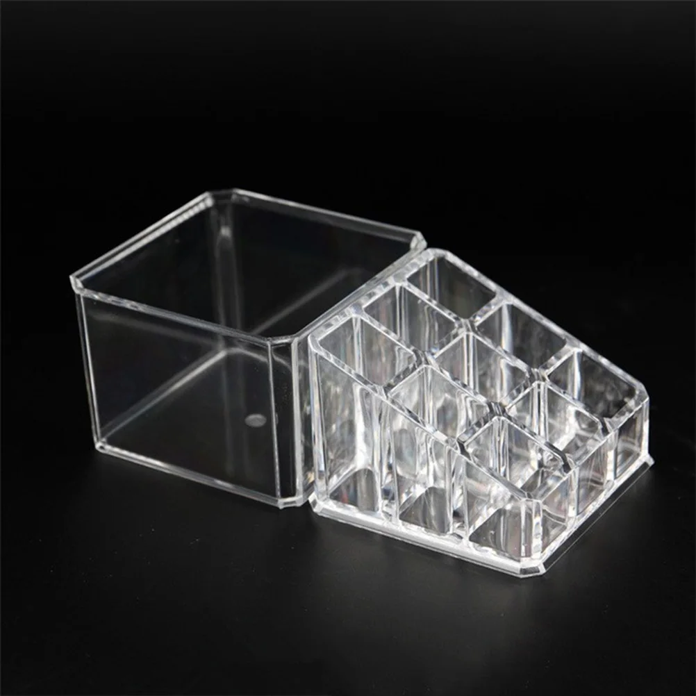 

1pc Storage Box Organizer Tray 9 Square Cases Acrylic Transparent Lipstick Holder Canister Clear Container