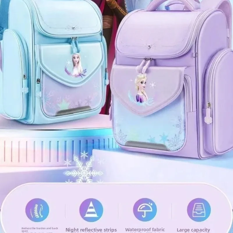 Elsa Princess Backpack, Frozen Girls School Bag for Kids Large Capacity Student Rucksack