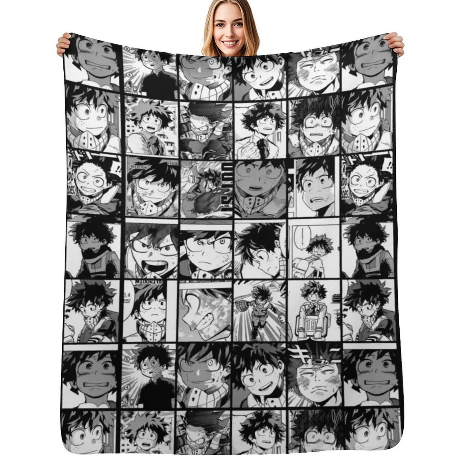 

deku manga panels collage Throw Blanket blankets ands Polar Extra Large Throw Hairys Blankets