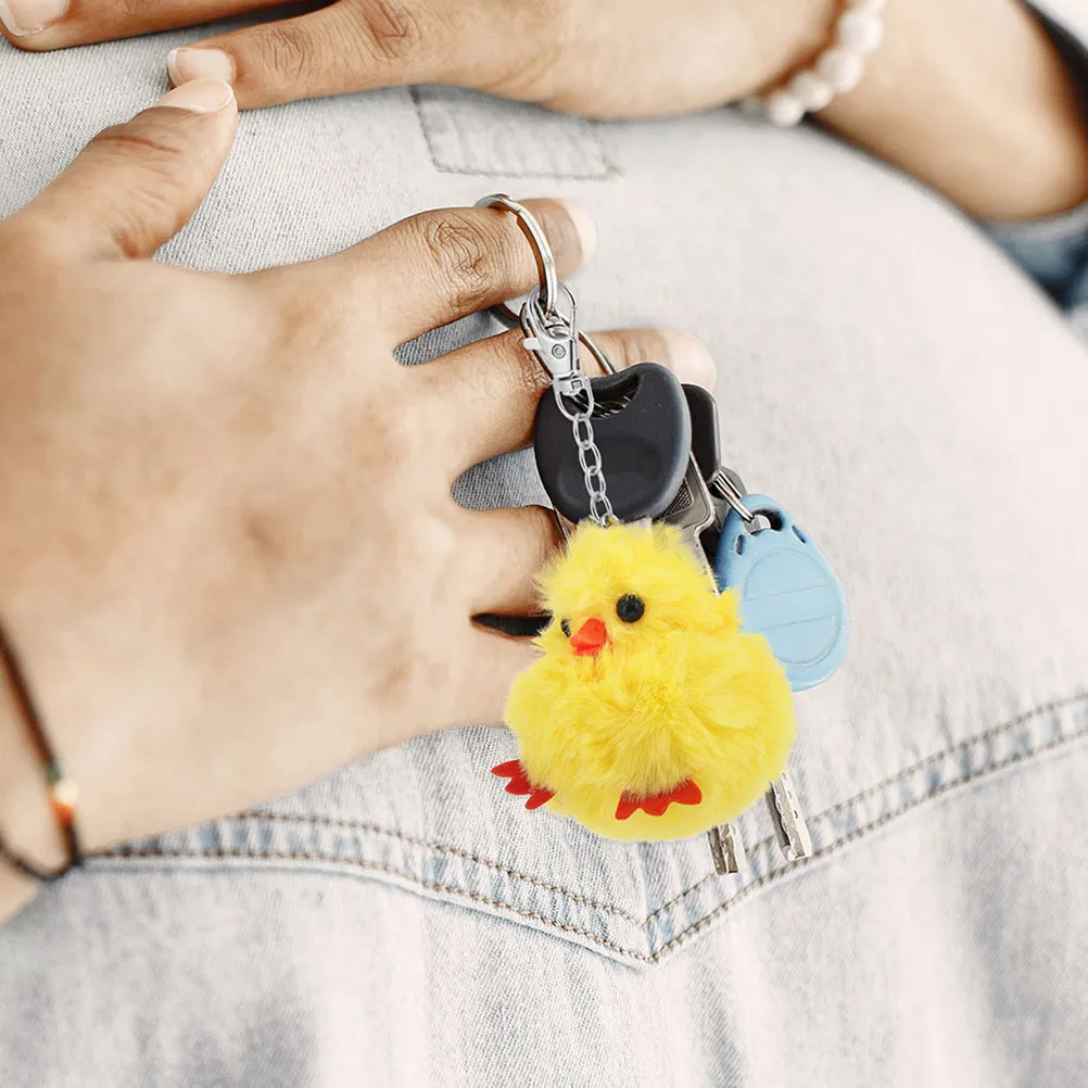 

4pcs Chick Keychain Cute Yellow Cartoon Key Chains For Backpacks Bag Pendant Stuffed Animal Accessories Decorative Kids Women