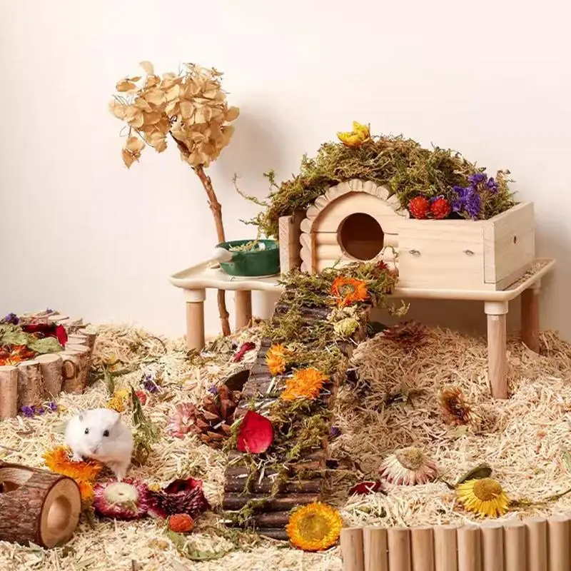 Hamster Flower and Grass Bedding Natural Dried Flower Gerbil Bedding Habitat Decor  Small Animal Cage Landscaping Supplies