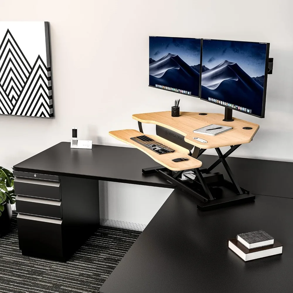 ® PowerPro Elite Standing Desk Converter, 36" Corner Electric Height Adjustable Desk Riser with Programmable App Control, Hold 8