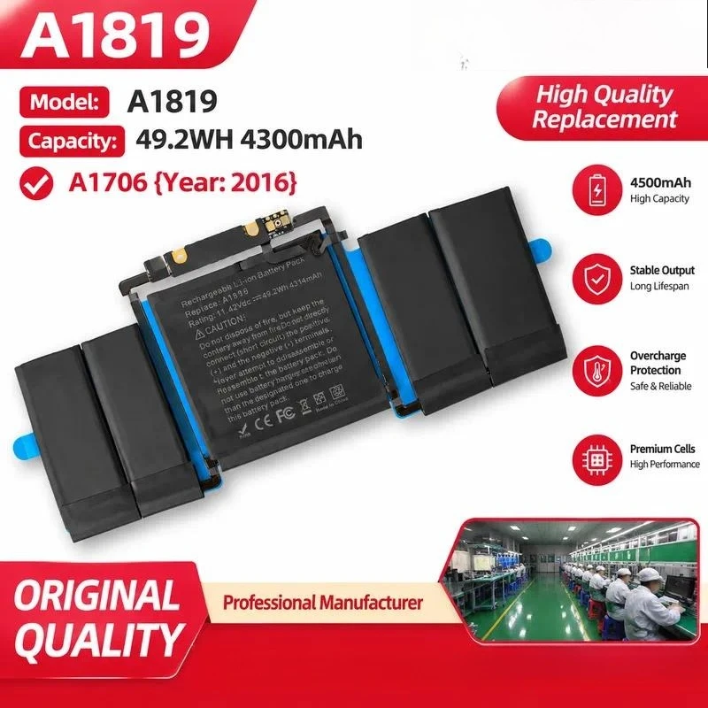 Laptop Battery for Apple MacBook Pro 13 inch A1706 MLH12LL/A A1819 Replacement Internal Battery High Capacity