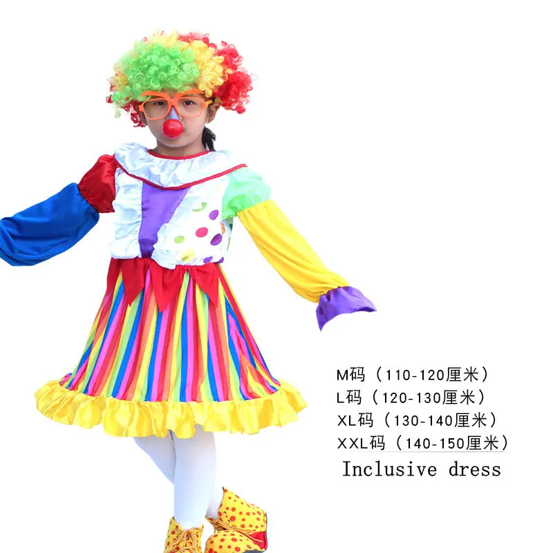 Children's Joker Clothing Girls' Joker Clothing Joker Hat Mask Nose Children's Joker Dress Set Holiday Cosplay Package