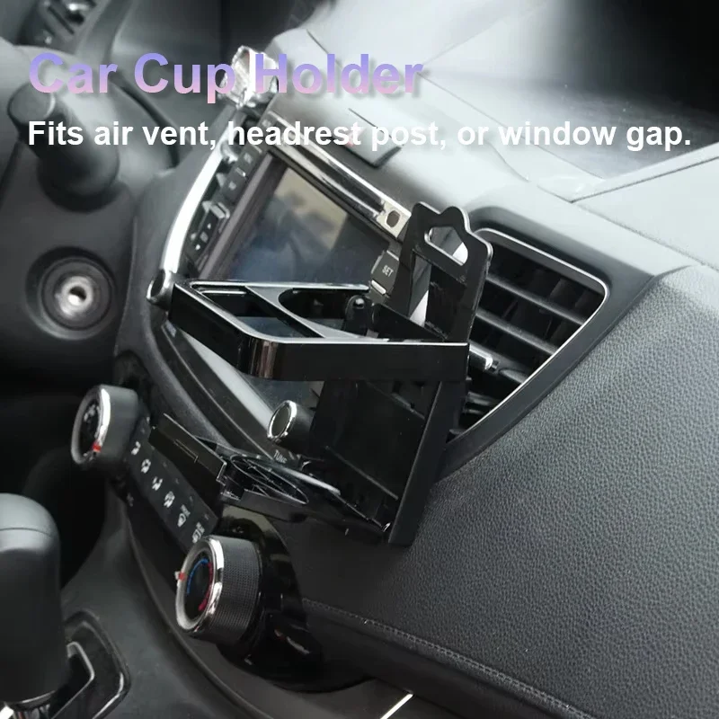 Car Cup Holder Foldable Expandable Air Vent Headrest Post Mount Beverage Holder with Phone Stand for Back Seat Car Interior