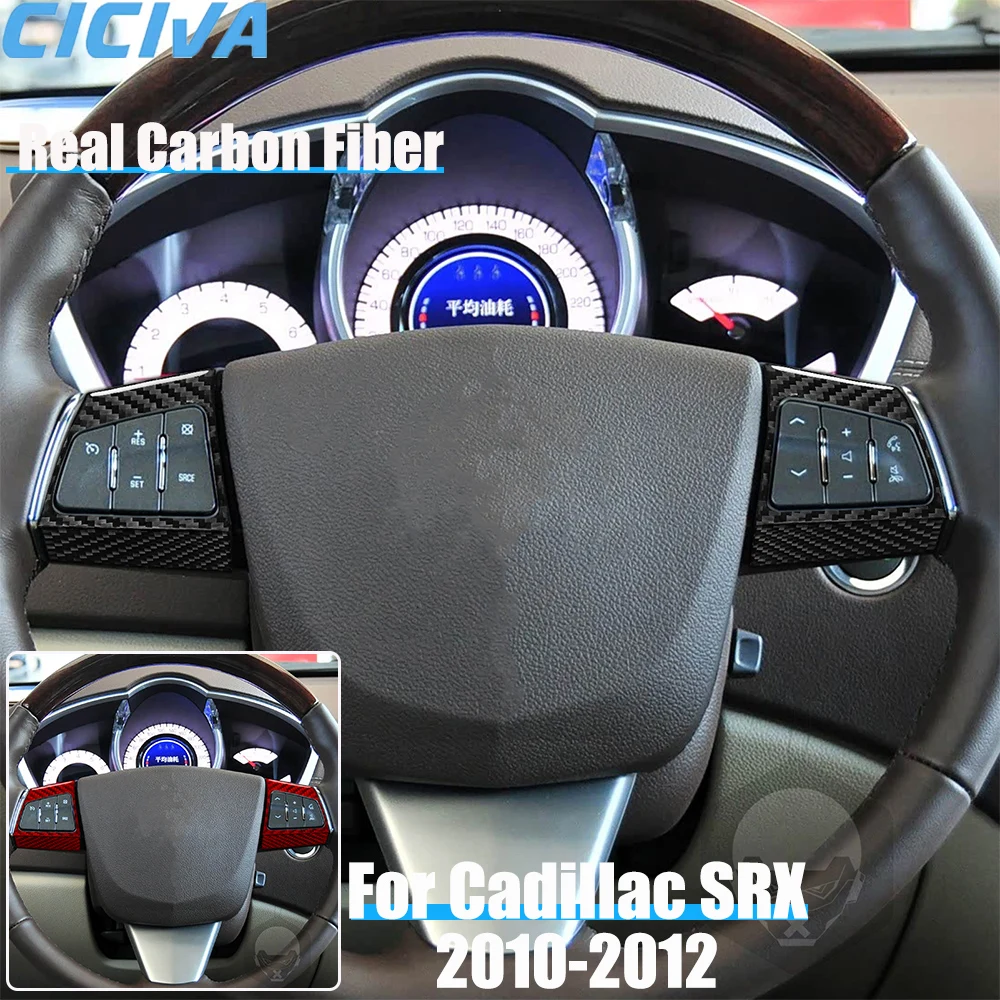 

Real Carbon Fiber Car Accessories Steering Wheel Button Decorative Trim Cover Soft Sticker For CADILLAC SRX 2010 2011 2012