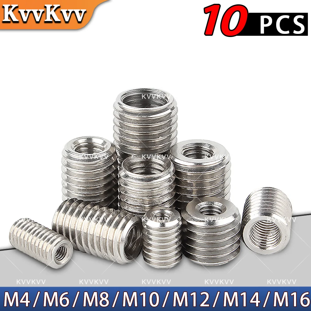 

10Pcs M4-M6-M8-M10-M12-M14-M16 Stainless Steel 304 Wire Thread Insert Screw Sleeve Bushing Helicoil Wire Thread Repair Inserts