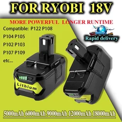 RYOBI power tools use 18V 5.0Ah-12.0Ah lithium-ion batteries, compatible with P108 18V One+Plus P104 P107 RB18L50 RB18L20 P108