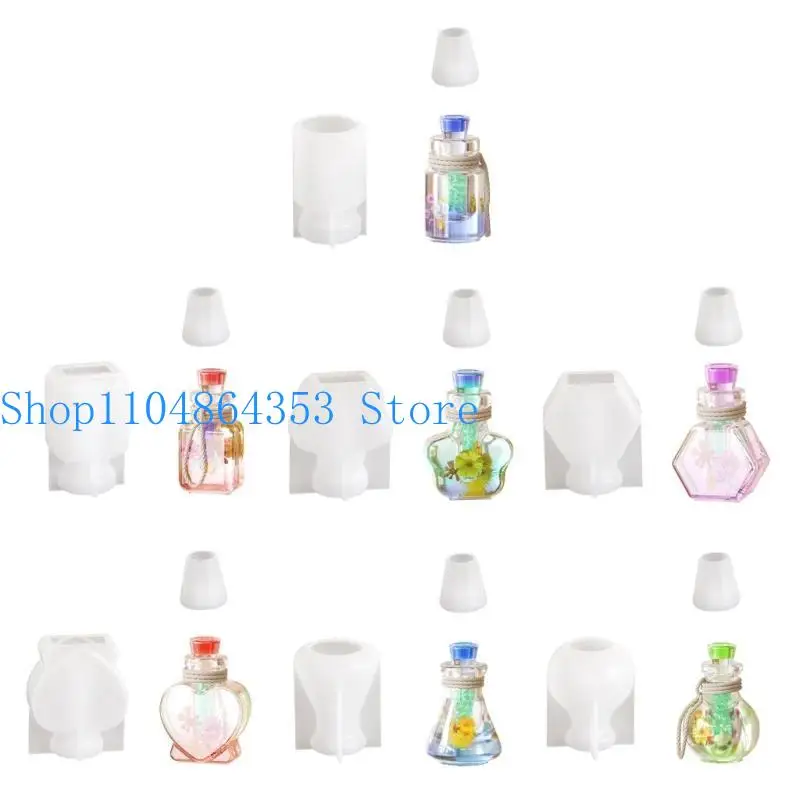 Epoxy Resin Drift Bottle Mold Heart Shaped Wishing Bottle Pendant Mold Night Light Keychain Jewelry Making Silicone Mold