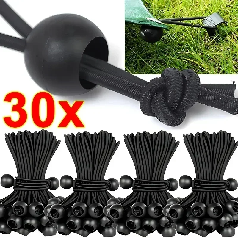 Outdoor Elastic Ball Rope Bungee Cords Portable Tent Fixing Tarpaulin Awning Canopy Heavy Duty Tarp Tie Down for Shelter Cargo