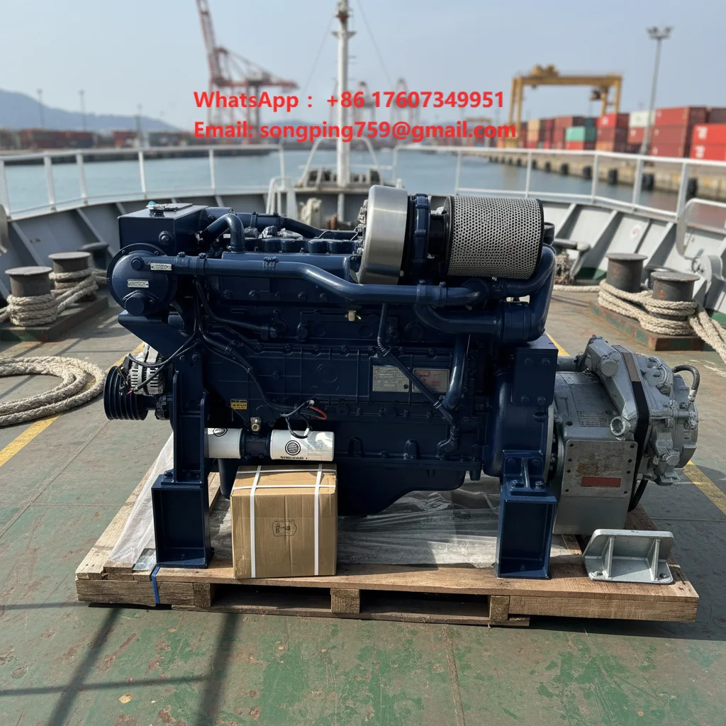 Weichai Marine Diesel Engine 800/900/1000kw with Gearbox for Cargo Vessel, Work Boat, Inland Ship