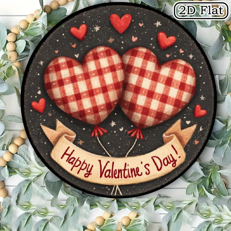YOFUN Metall-Blechschild zum Valentinstag mit Vintage-Herzplakette, rustikale Dekoration, 7,87 x 7,87 Zoll, wetterfeste Wandkunst für Zuhause, Zimmer D