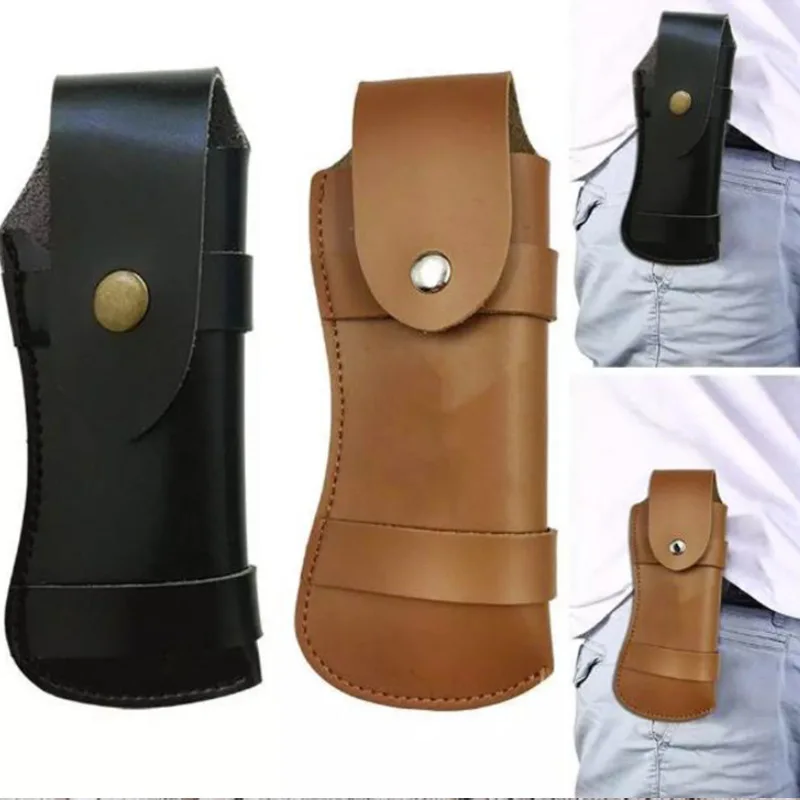 PU Leather Durable Knife Pouch Sheath Pouch Belt Holder Use For Pliers Pruning Shear Scissor Garden Knife Holster