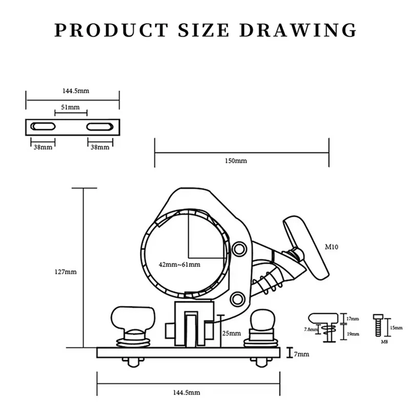 A99E-20X Aluminium vouwklemhaken Podiumlicht Vouwophanghaak Laden 150 kg 42-61 mm Trussbuis 230 W 7R / 200 W 5R Licht