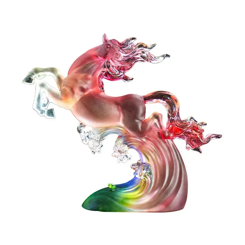 Glazed horse to success ornament office decoration handicrafts ancient glass horse trophy zodiac animal