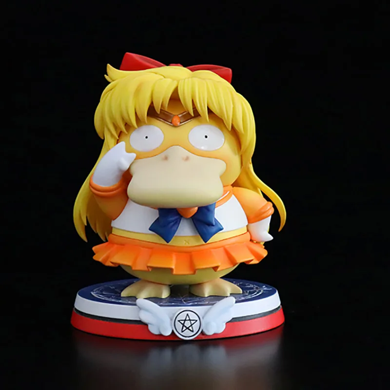 13cm Pokemon Psyduck Sailor Moon Figure Action Anime Figurine Statue Minako Makoto Kawaii Model Decoration Car Ornament Toy Gift