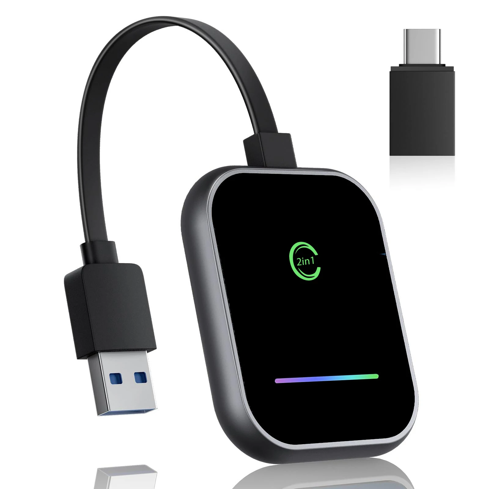 2 in 1 Wireless CarPlay Android/iPhone Adapter WiFi BT Smart Box Wired to Wireless Auto Dongle Plug & Multimedia Player Adapter