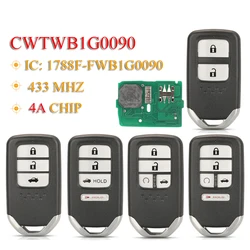 jingyuqin CWTWB1G0090 Car Keyless Smart Remote Key Fob 433MHz FSK 4A Chip For Honda Accord NEW Inspire Envix Accord Crider City