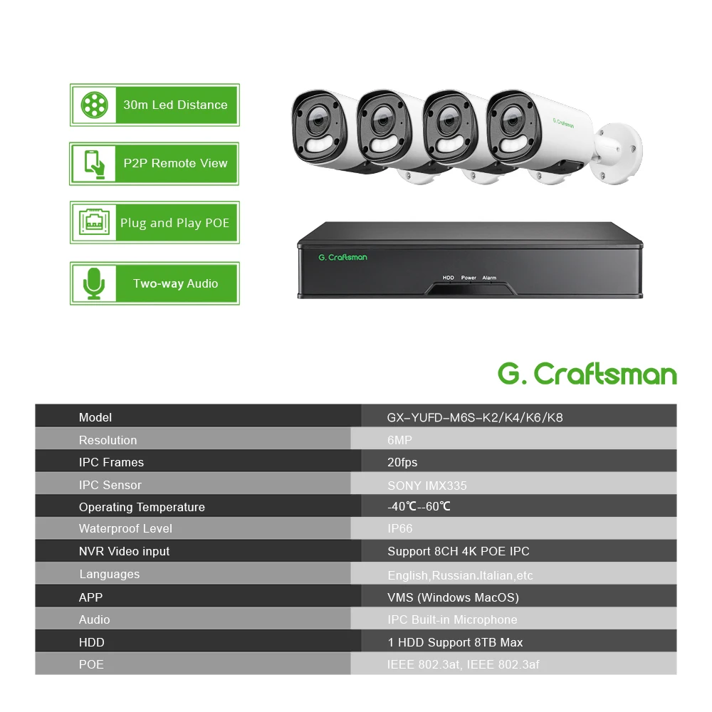 XMeye YU, SONY 6MP,POE System KIT ,Onvif, CCTV Video, Surveillance Security, P2P,G.Craftsman