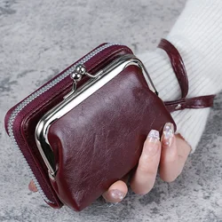 New wallet women fashion wrist strap short coin purse large capacity coin clip bag multi-card card bag wallet