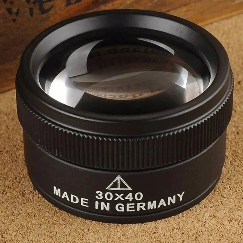 Premium 30X 40mm Measuring Magnifier HD Magnifying Optical Glass Lens Loop Microscope For Coins Stamps Jewelry Mini Pocket Loupe