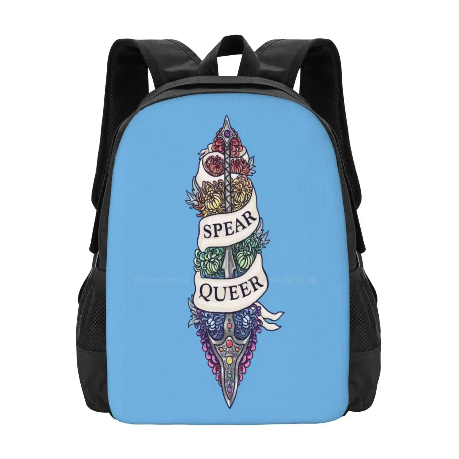 

Копье Queer 3d Print Design Рюкзак Студенческая сумка Queer Копье Оружие Dnd And Dragons Цветы Баннер Текст Гордость Лгбтqqiap Татуировка