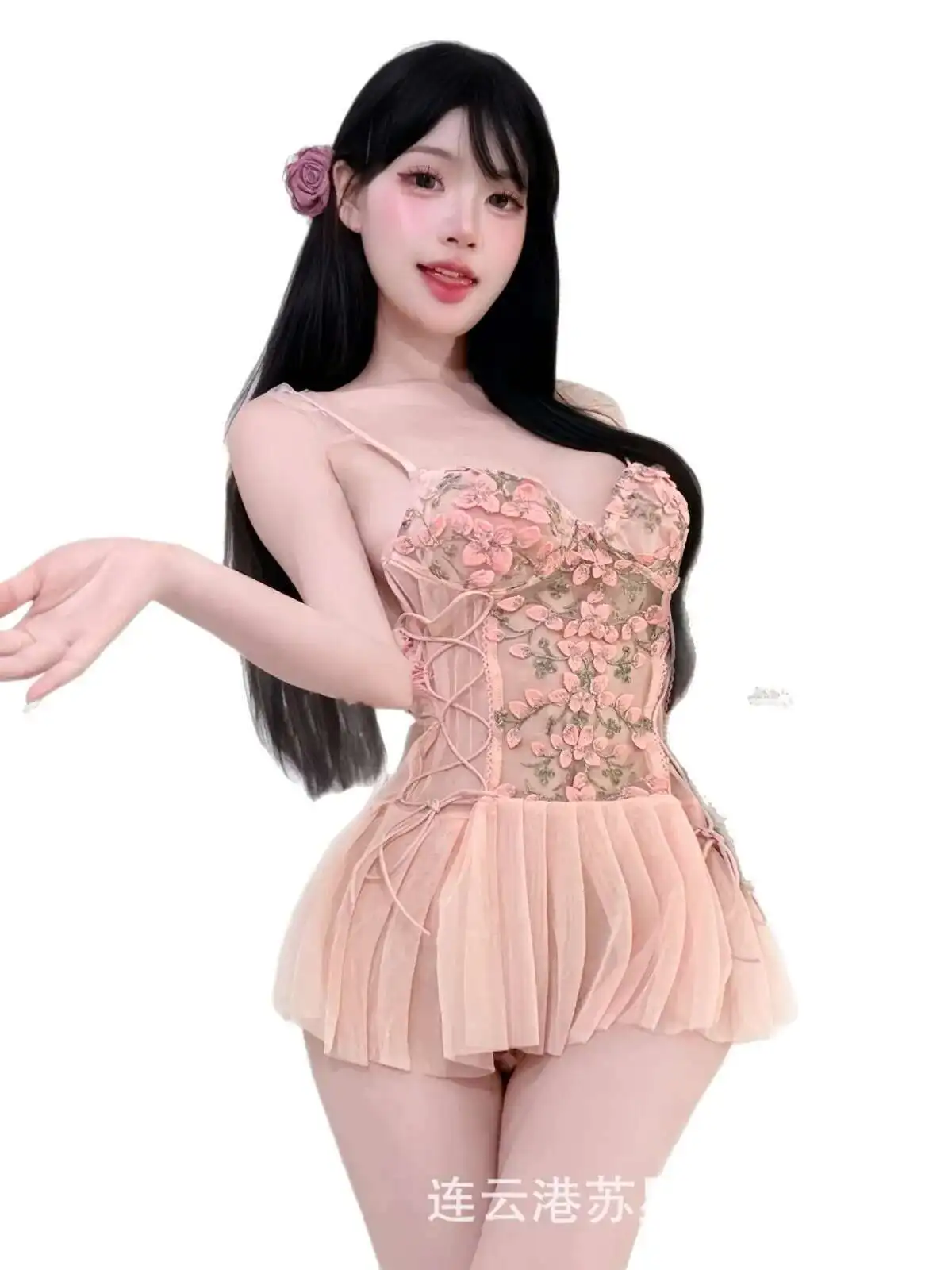 Lace Embroidery Sweet Nightdress With Underwire Strap Nightgown Hot Girl Dress Elegant Tank Mini Dress Hot Sexy Korean Women IAO