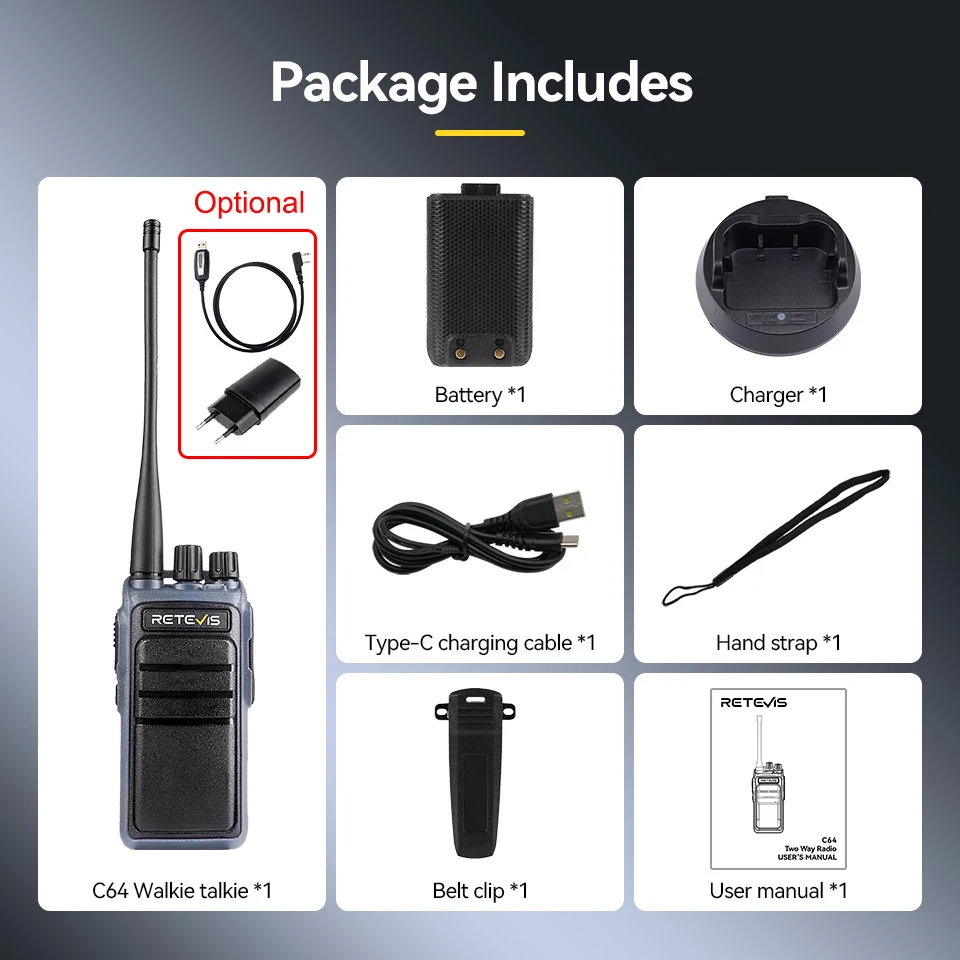 Retevis C64 Walkie Talkie 5W VHF UHF Handheld wiederaufladbares Radio Sprachsteuerung Langlebiges Typ-C-Radio für Baustellen – Detail 12