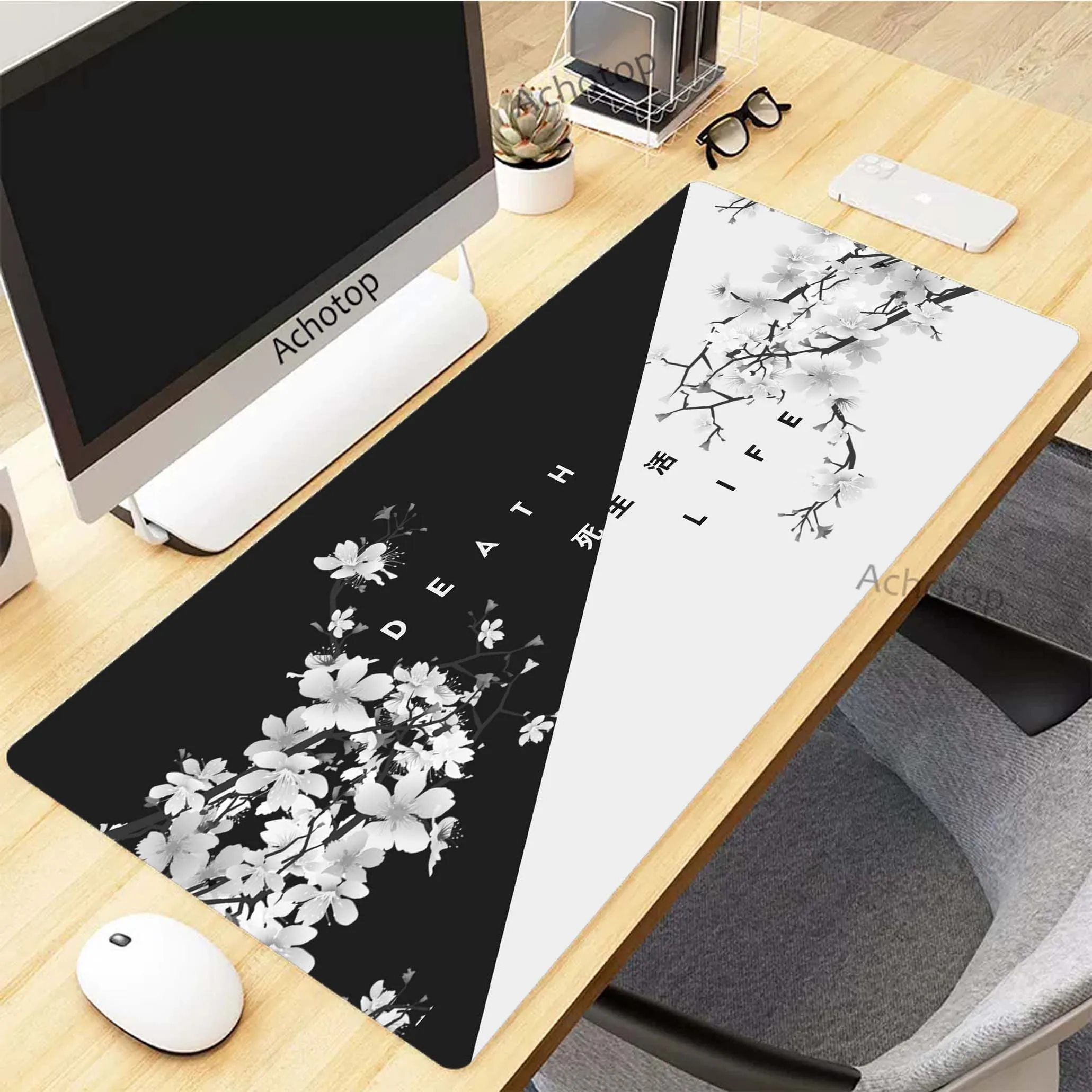 Black And White Geometry Mousepad Gamer Mouse Pad Gaming Desk Mat Alfombrillas De Ratón Mouse Mat Keyboard Pads 100x50cm XXXL