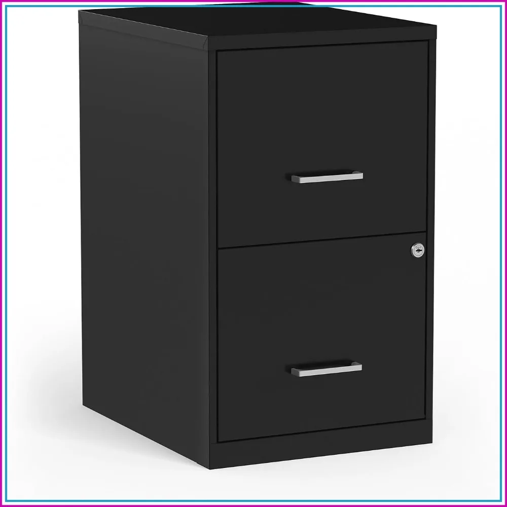 Letter Size 2-Drawer Vertical File Cabinet, Lockable Office Storage, Black