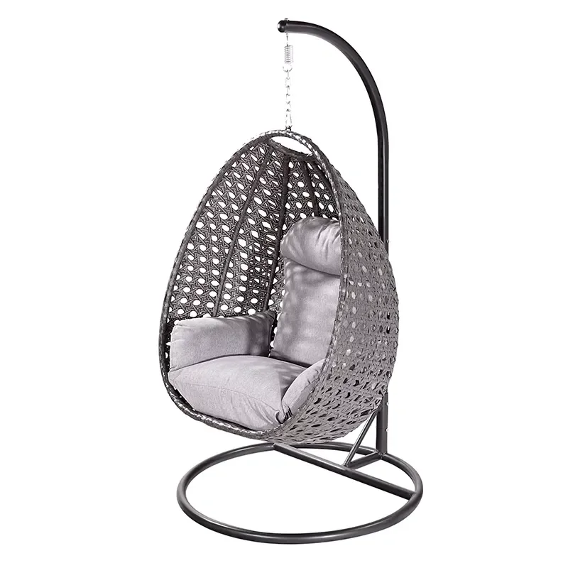 Luxury Modern Garden Wicker Metal Hanging Furniture Outdoor Patio Porch Rattan Swing Egg Chair with Stand