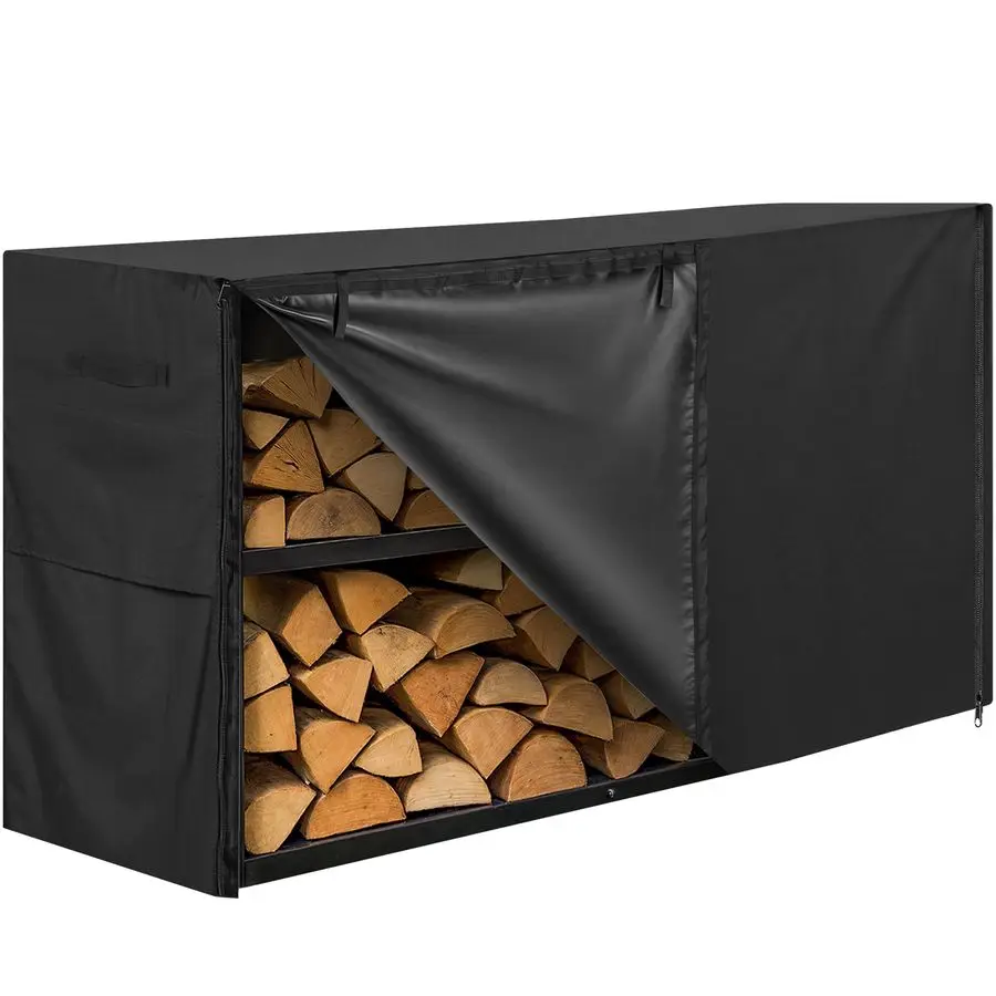 

Водонепроницаемый чехол для дров, усиленный, черный, из ткани Оксфорд 600D, для использования в помещении или на улице, с молнией и клейкой лентой.