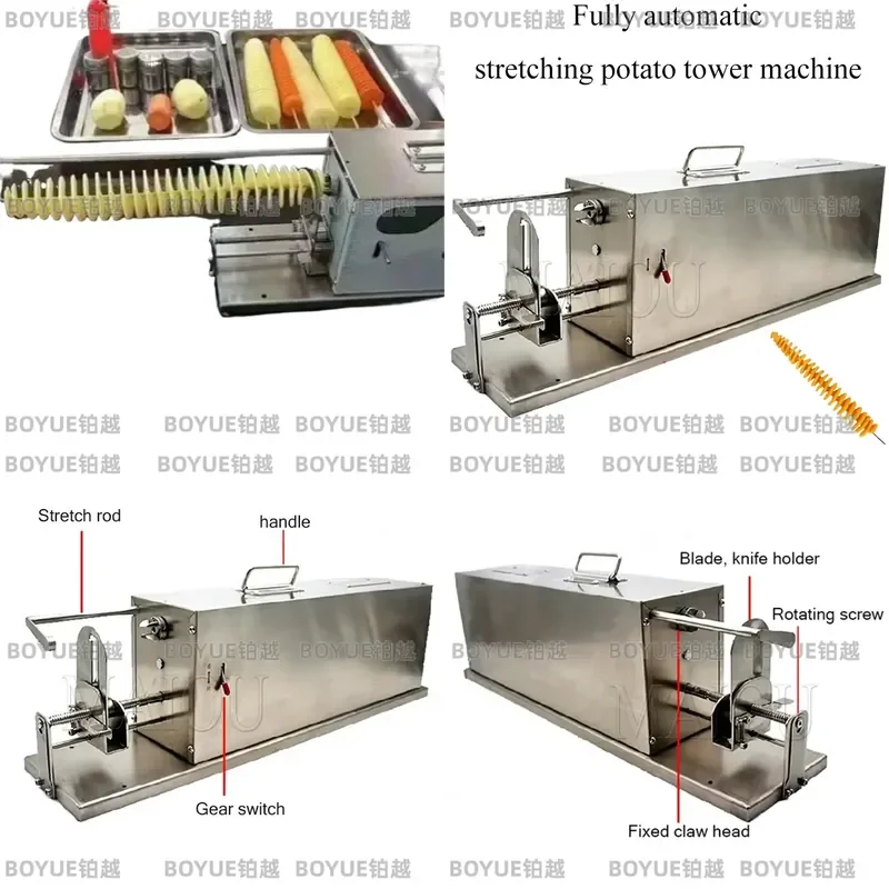 Electric Spiral Potato Cutter Machine Automatic Twisted Vegetable Slicer Chip Maker Kitchen Gadget for French Fries Chips