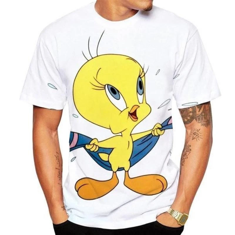 Best Selling Cartoon Anime Character Tweety Bird 3D Printing Casual Tops Short-sleeved T-shirt Unisex Men\'s T-shirt Tops Size