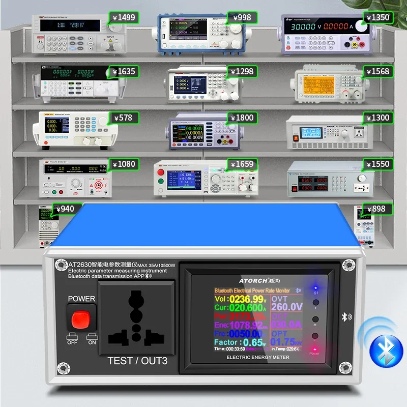 Diskon Besar AT2630 ATORCH AC Ammeter Voltmeter Digital Wattmeter Soket Listrik USB Tester Tegangan Arus Multimeter Meteran Daya