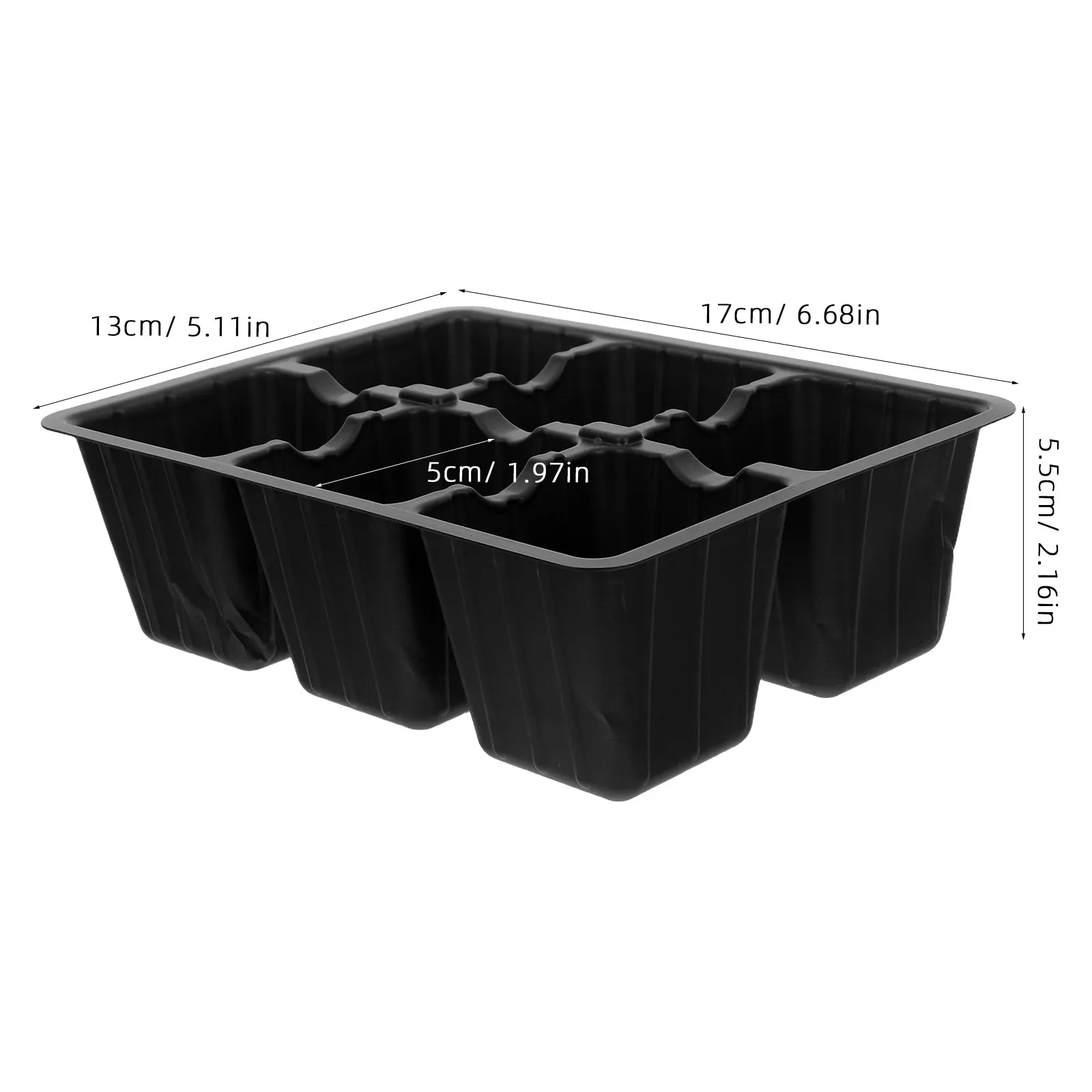 30Pcs Black Plastic Seedling Trays Starter Tray Flat Bottom Drainage Hole Gardening Tray Vegetable Flower Herb Seed Germination
