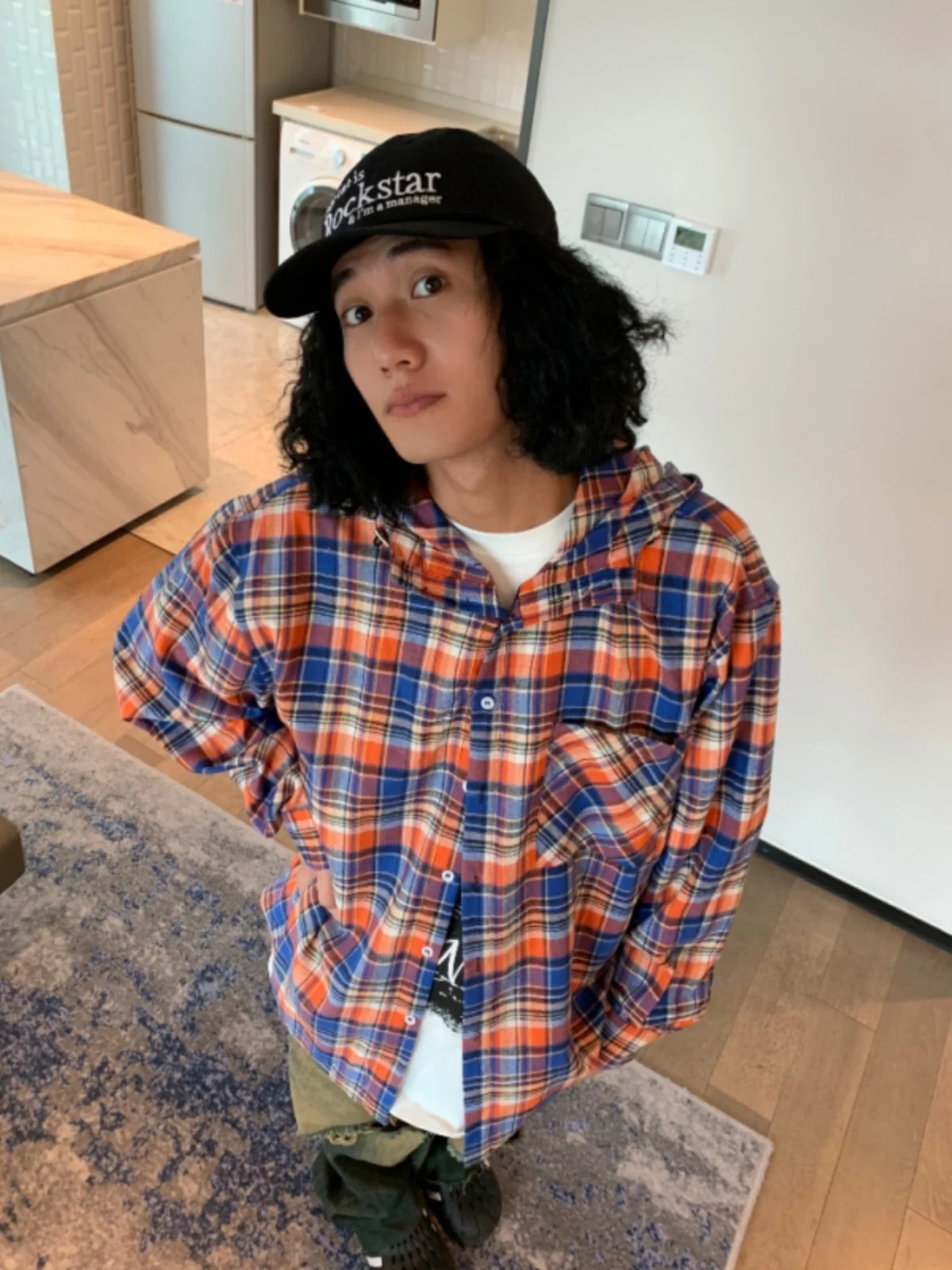 Autumn American Style Casual Plaid Long Sleeve Shirt Coat Unisex Loose Retro Hooded Shirt Trendy Youth Popular Outerwear
