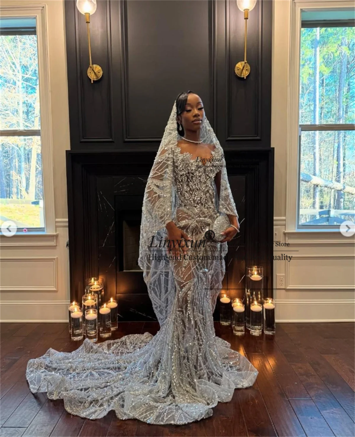 Luxury Rhinestone Crystal Prom Dress 3D Floars Appliques Evening Party Gown For Black Girl Customized Long robes de soirée image 3