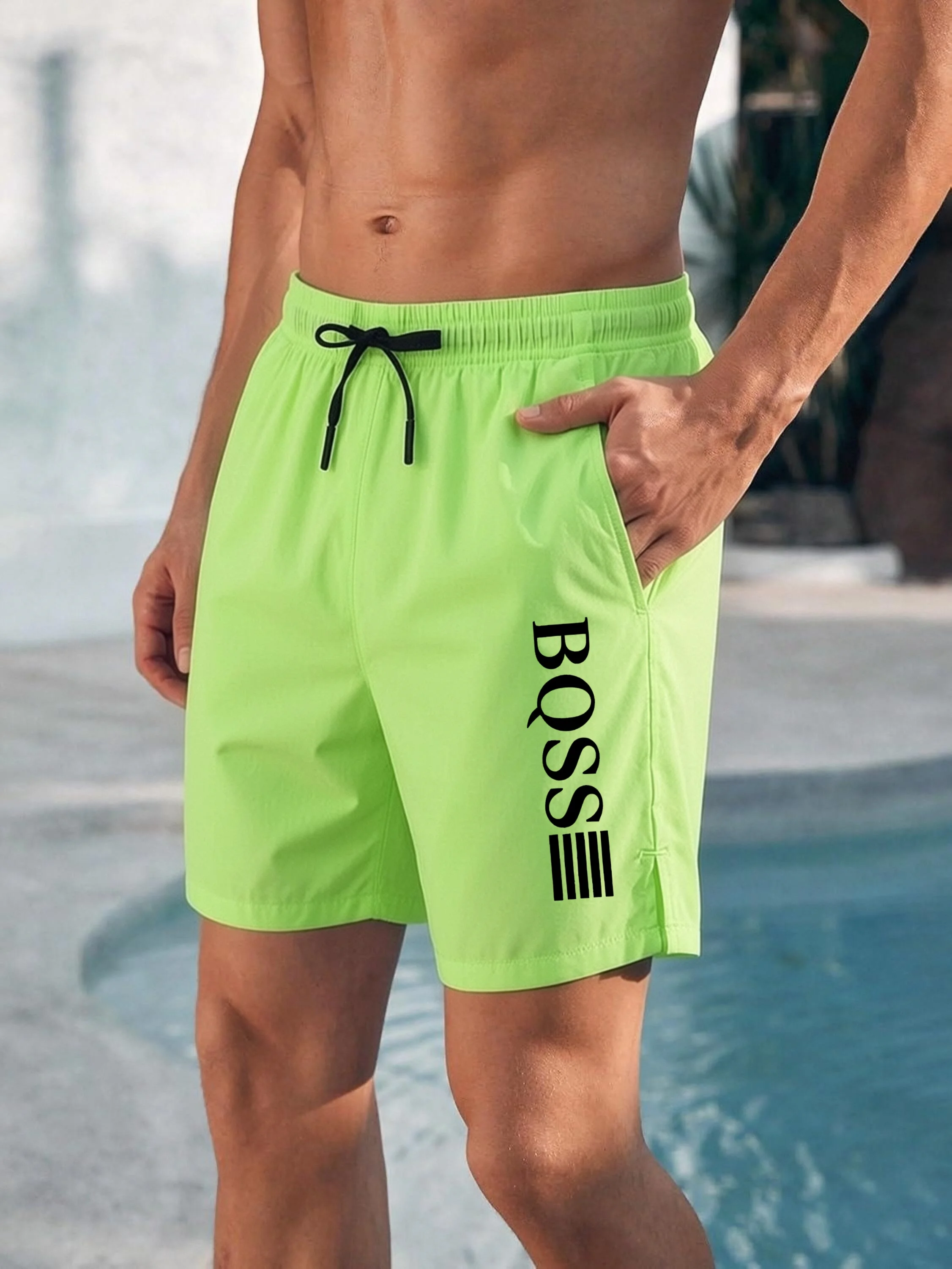 Men's 2026 new summer beach style fashionable, casual, comfortable, elastic waist pocket cool sports shorts
