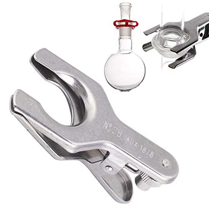 6PCS Lab Clamp, Stainless Steel Pinch Clamp Beaker Holder Flask Clamp Metal Lab Clamp Spherical Joint Clamp Model 28-A55K