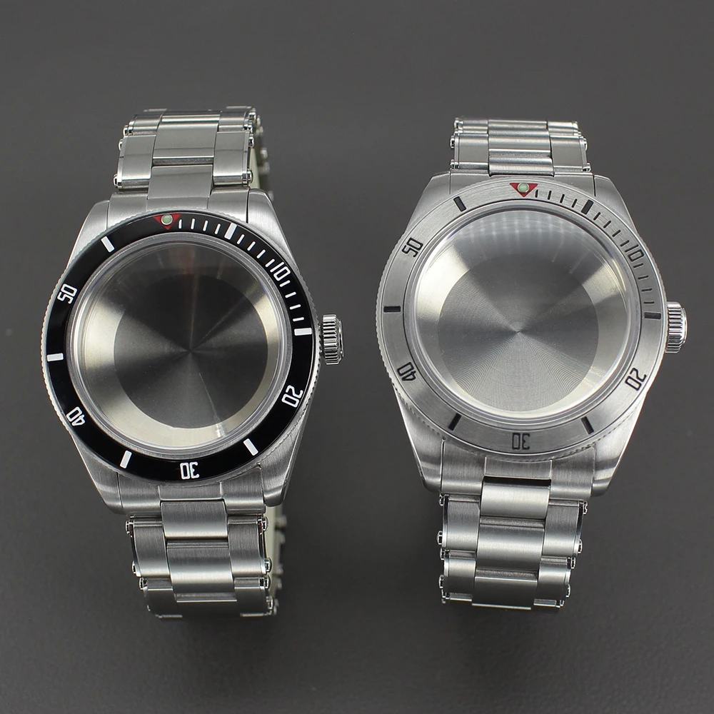 

38mm 100M Waterproof Men's Watch Case Bracelet Sapphire Crystal Glass For Nh34 Nh35 Nh36 Nh70 Nh38 Movement Design Brushed Cases