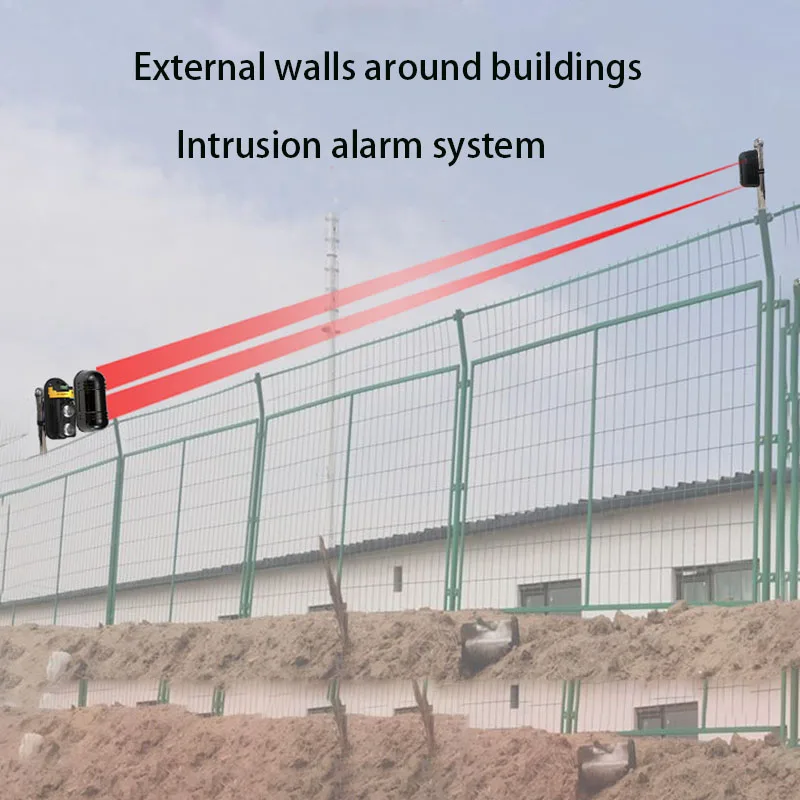 Wired Outdoor Dual-Beam Infrared Counter Detector, Detectar Alcance, Perímetro do Sensor de Movimento, 100-Meter Detect Range, Anti-Tamper Alarm