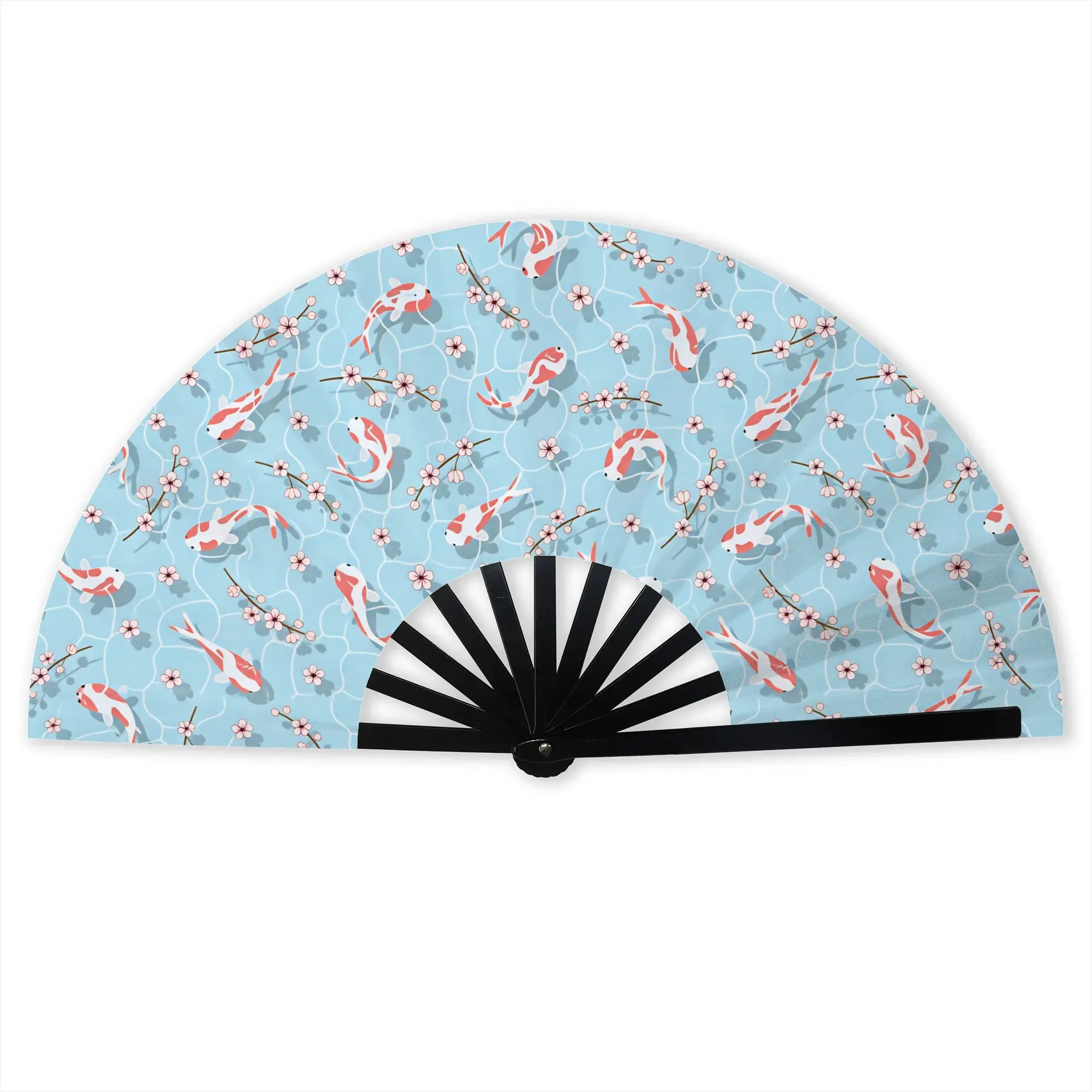 Japanese Style Koi Fish Portable Pocket Fan Travel Lotus Flowers And Lily Pads Folding Fan Chinese Dance Cooling Handheld Fans
