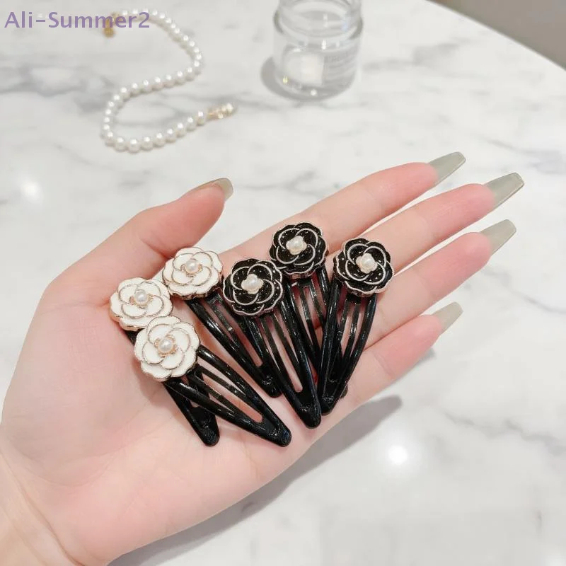 2/6Pcs Elegant Camellia Hair Clips Versatile Fashion Side Bangs Barrettes With Floral Design For Stylish Hairdos Hair Accessory