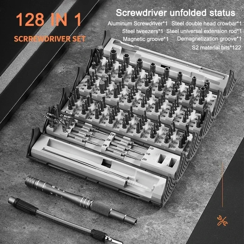 Multi Screw Precision Functional Screwdriver Home Hand Drivers Kit Set New Style Folding PC Phone Repair Tools 128 in 1 Portable