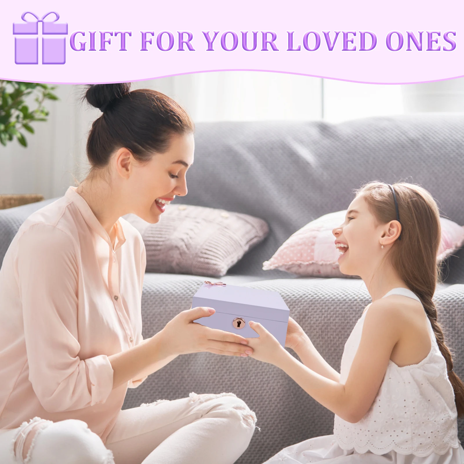 Musical Ballerina Jewellery Box with Metal Bow for Girls and Women, Girl's Jewelry Storage Box Music Chest,
