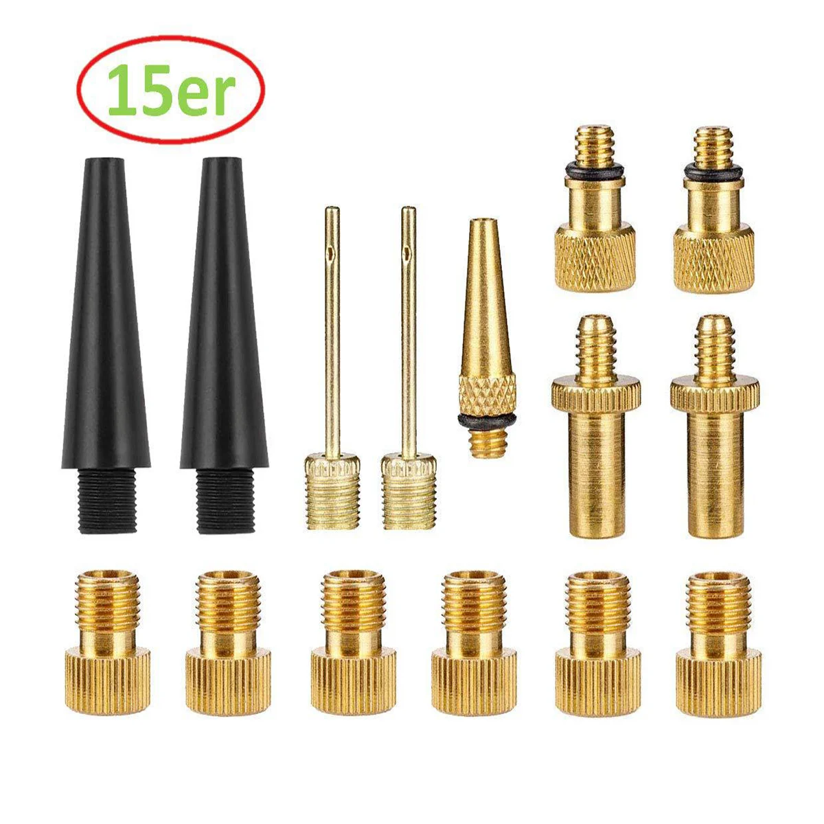 NEW 15pcs Copper Bicycle Valve Adapter Set Bike Tire Pump Adapter Kit Inflator Pump Accessory Valve adapter SV AV DV