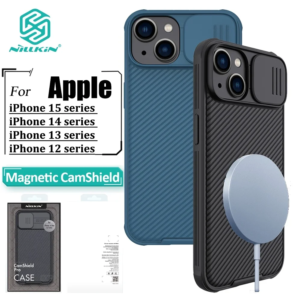 

Магнитный чехол Nillkin CamShield Pro для IPhone серии 12, 15, защита для камеры, Противоударная задняя крышка из ТПУ и поликарбоната