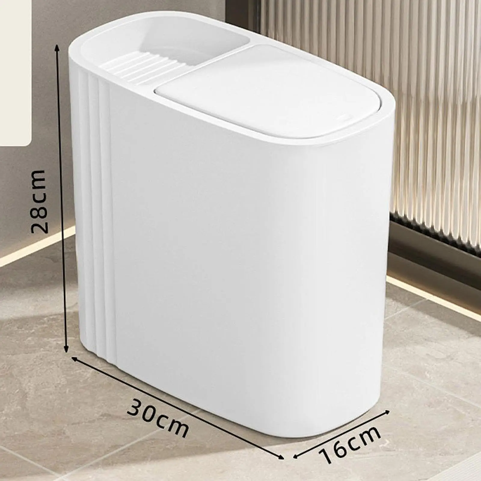 

Portable Bathroom Trash Can with Touch Lid Rectangular Small Compact Garbage Bin for Under Sink Dorm Office Bedroom